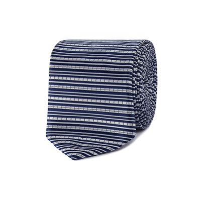 Blue textured stripe slim tie